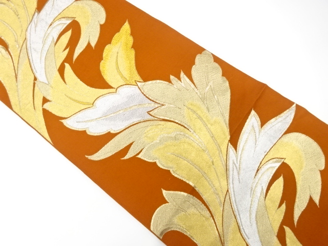 JAPANESE KIMONO / ANTIQUE FUKURO OBI / SILK / WOVEN PLANTS